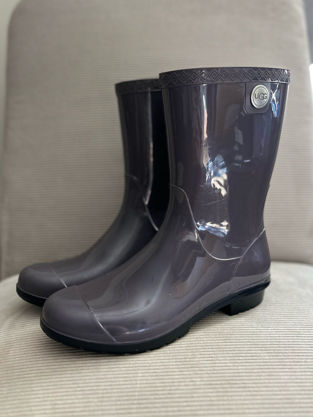 UGG Women's Sienna Rain Boots - high-gloss grey/charcoal - size 9